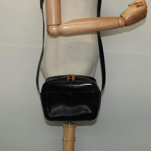 GUCCI Shoulder Bag Patent leather Black Silver Auth ep10410 - Picture 1 of 15